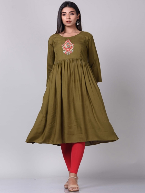 

KALINI Women Green Embroidered Anarkali Kurta