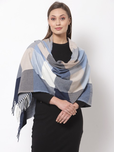 

Calvadoss Women Blue & Grey Checked Long Fit Woolen Muffler