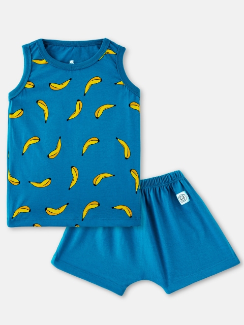 

Cuddles for Cubs Kids Blue & Yellow Printed Top with Shorts