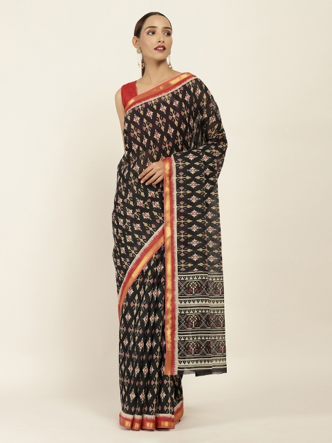 

Soch Black & Red Ethnic Motifs Zari Silk Cotton Saree