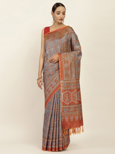 

Soch Rust & Grey Silk Blend Saree