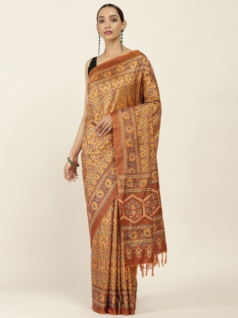 

Soch Mustard & Brown Floral Silk Blend Saree