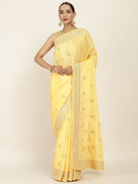 

Soch Yellow Ethnic Motifs Embellished Pure Chiffon Saree