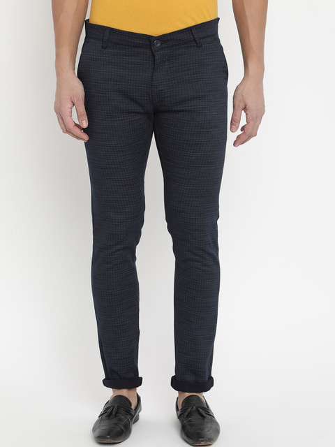

V2 Value & Variety Men Navy Blue Solid Chinos Trousers