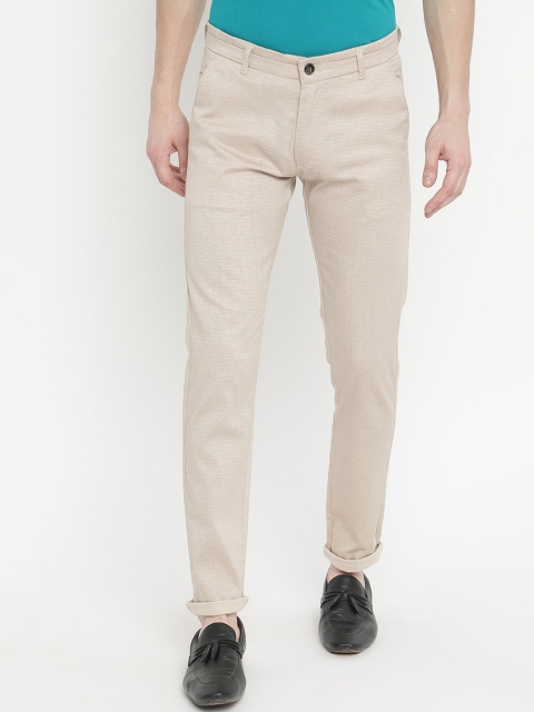 

V2 Value & Variety Men Cream-Coloured Solid Formal Trousers