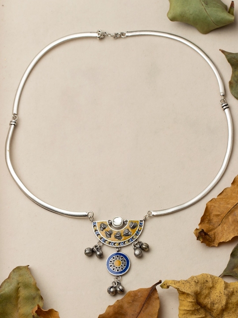 

Studio Voylla Madhubani Silver-Toned Choker Necklace