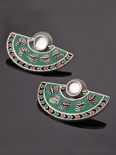 

Studio Voylla Madhubani Oxidised Silver-Plated Stud Earrings