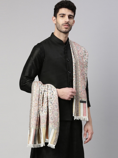 

Pashmoda Men White & Red Woven Design Shawl