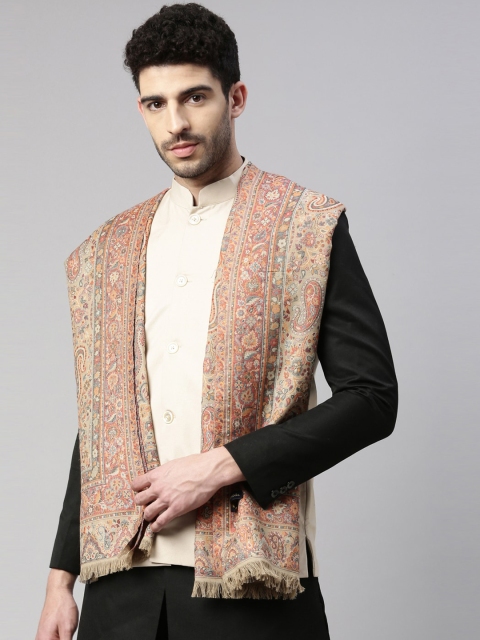 

Pashmoda Men Beige Woven Design Shawl