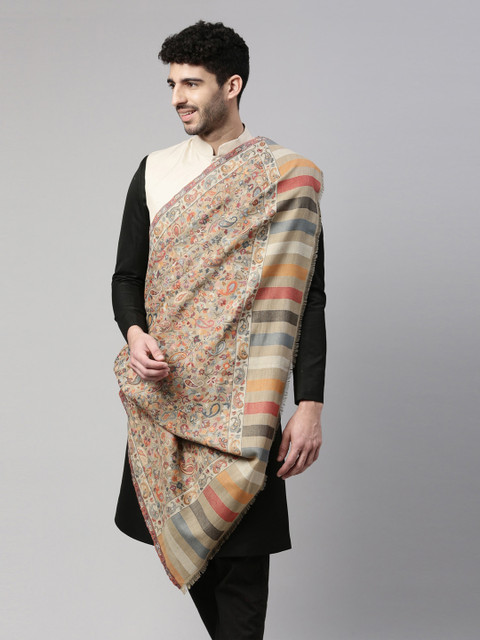 

Pashmoda Men Beige Kaani Woven Design Shawl