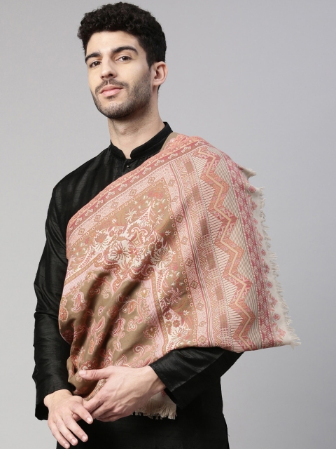 

Pashmoda Men Beige Woven Design Shawl
