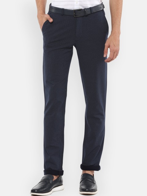 

Louis Philippe Sport Men Navy Blue Self-Design Slim Fit Regular Trousers