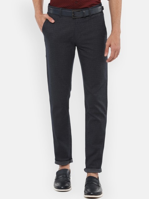 

Louis Philippe Sport Men Navy Blue Self-Design Slim Fit Regular Trousers