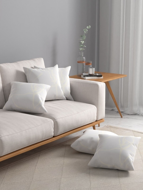 

ROSARA HOME White Set of 5 Abstract Square Cushion Covers