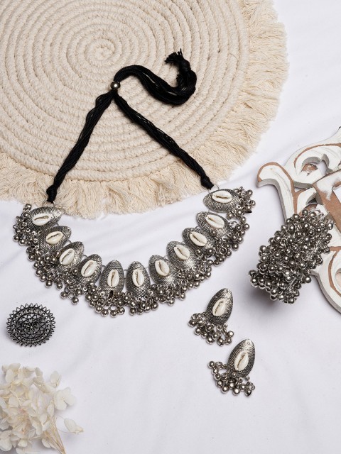 

TEEJH Silver-Toned Oxidised Jewellery Set