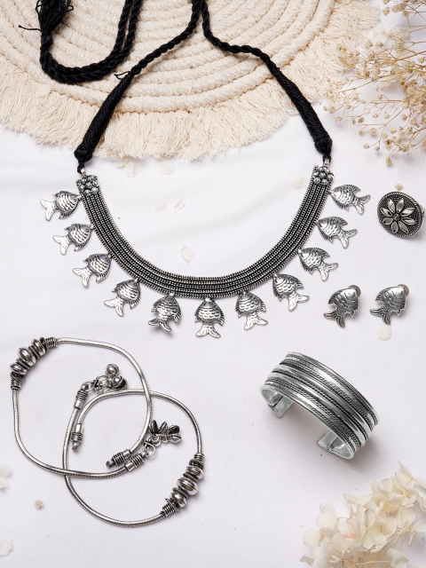 

TEEJH Silver-Toned Oxidised Jewellery Gift Set