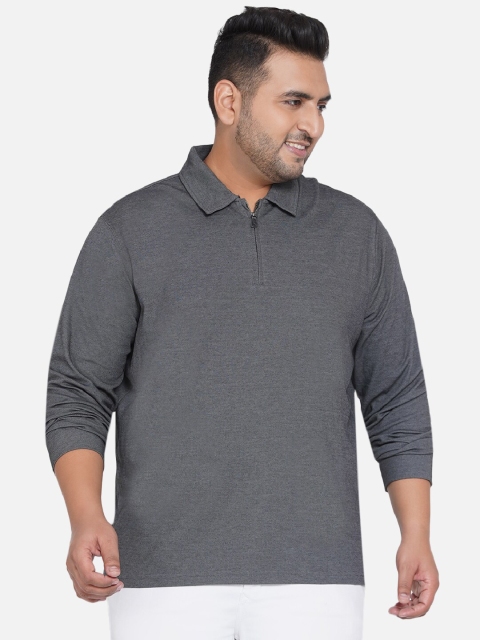 

Santonio Men Grey Polo Collar Plus Size T-shirt