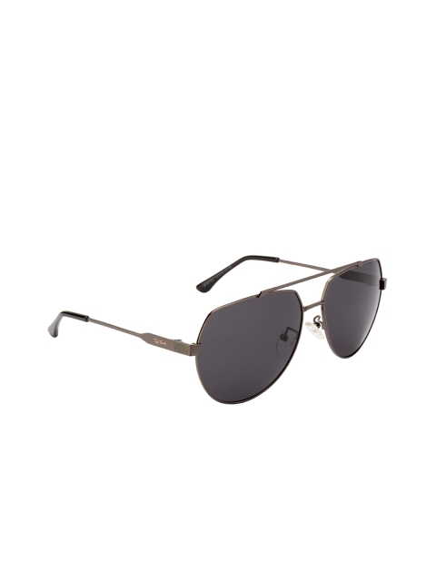 

Ted Smith Unisex Grey Lens & Gunmetal-Toned Aviator Sunglasses with Polarised Lens