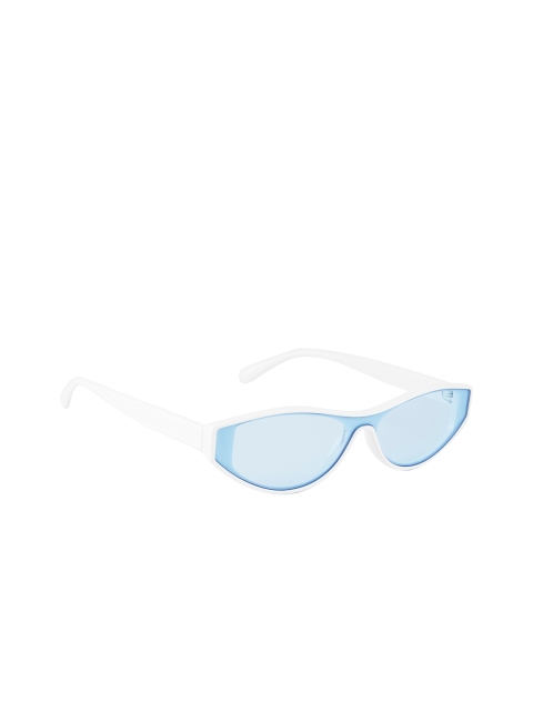 

Ted Smith Unisex Blue Lens & White Oval Sunglasses with UV Protected Lens