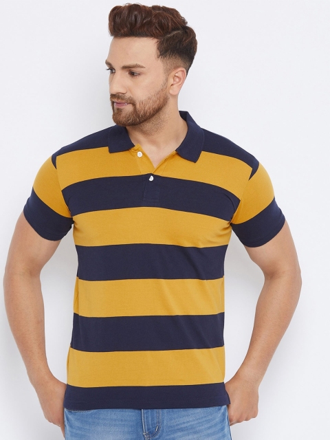 

THE MILLION CLUB Men Navy Blue & peacoat Striped Polo Collar Pockets T-shirt