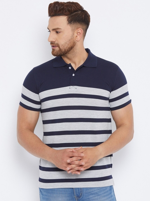 

THE MILLION CLUB Men Grey Striped T-shirt