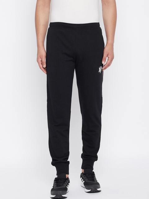 

THE MILLION CLUB Men Black & White Brand Logo Printed Joggers