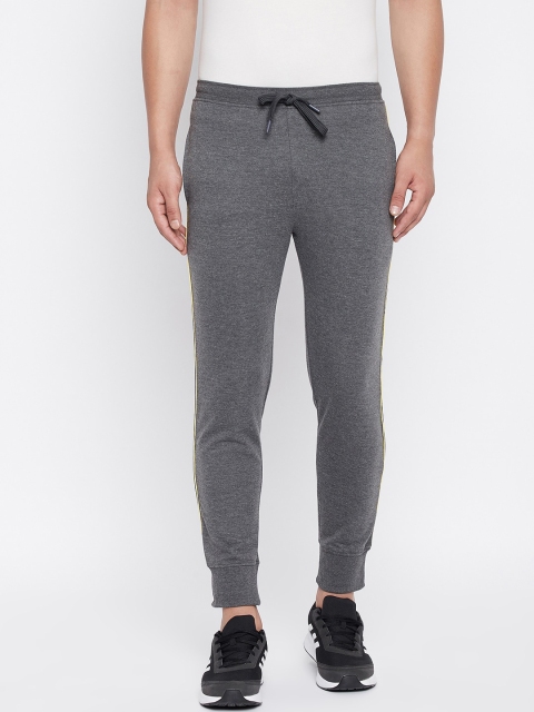 

THE MILLION CLUB Men Charcoal Grey & Yellow Solid Joggers