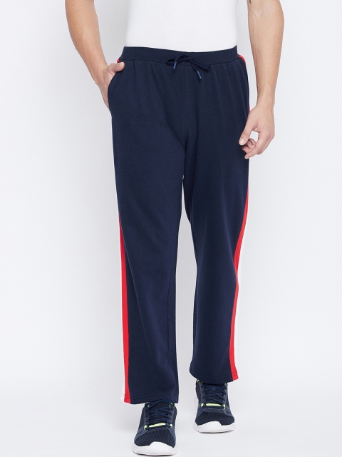 

THE MILLION CLUB Men Navy Blue & Red Solid Track Pants