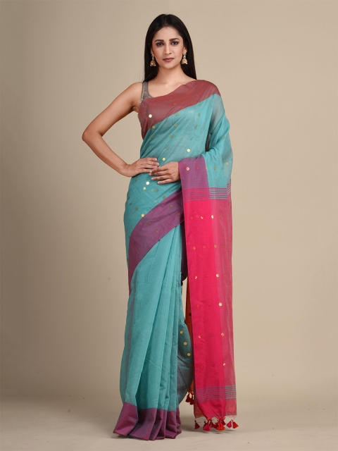 

Arhi Teal & Fuchsia Woven Design Sequinned Saree