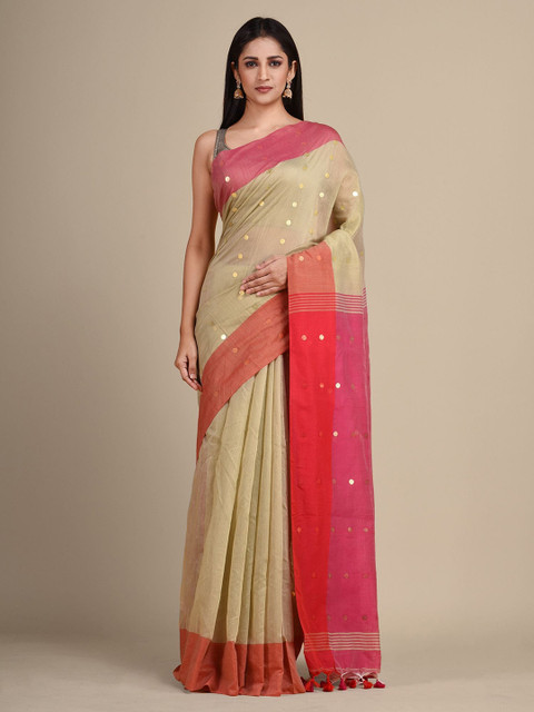 

Arhi Beige & Red Embellished Sequinned Saree
