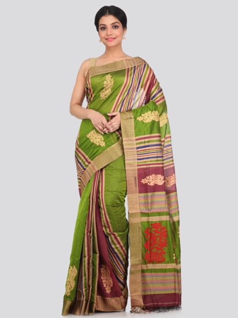 

PinkLoom Green & Maroon Floral Saree