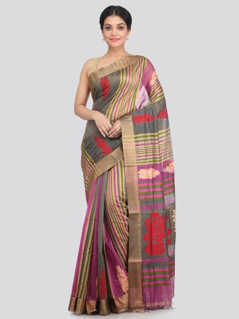 

PinkLoom Beige & Red Woven Design Saree