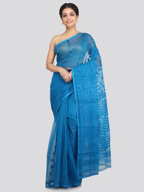 

PinkLoom Blue Pure Cotton Jamdani Saree