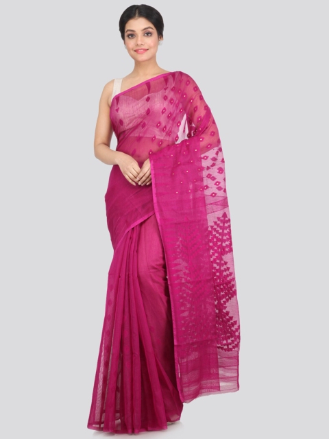 

PinkLoom Purple Woven Design Pure Cotton Jamdani Saree