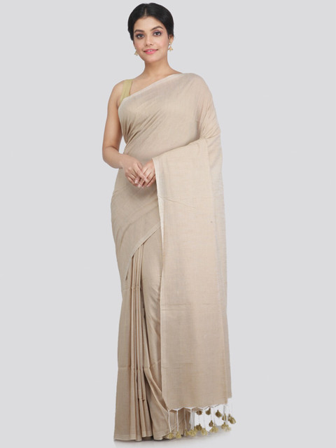 

PinkLoom Beige Pure Cotton Khadi Saree