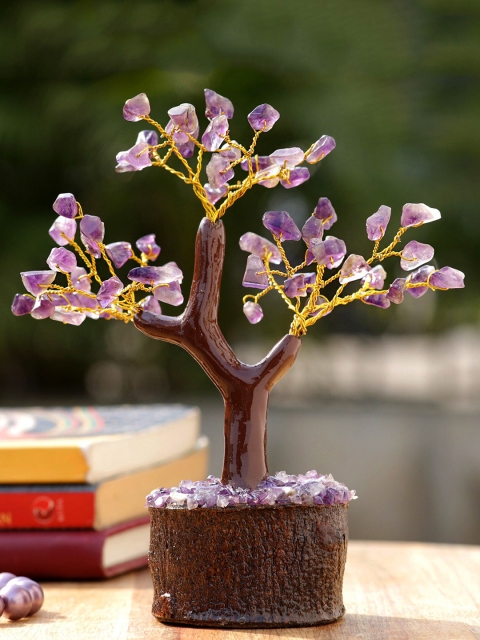 

Ferns N Petals Brown & Purple Amethyst Crystal Wishing Tree Showpiece
