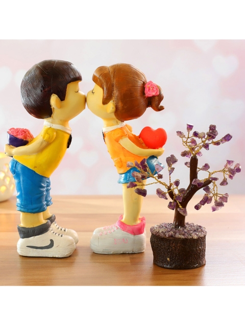 

Ferns N Petals Multicolour Kissing Couple Figurine And Amethyst Wish Tree, Multi