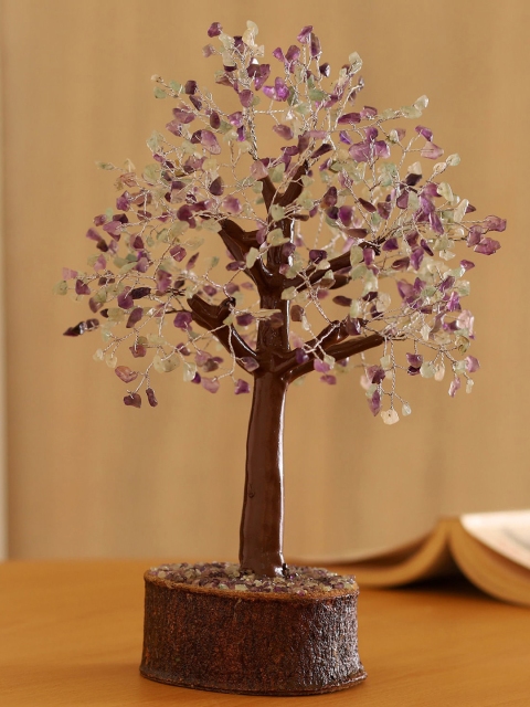 

Ferns N Petals Brown & Purple Flourite Look Gemstone Wishing Tree Showpiece
