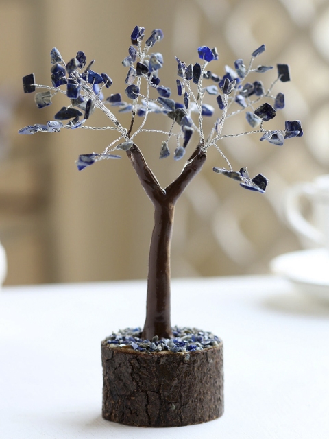 

Ferns N Petals Brown & Blue Gemstone Wishing Tree Showpiece