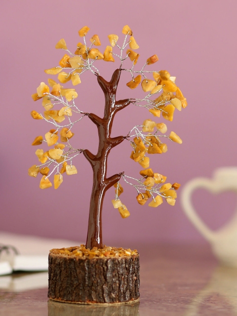 

Ferns N Petals Yellow & Brown Quartz Wish Tree Showpiece