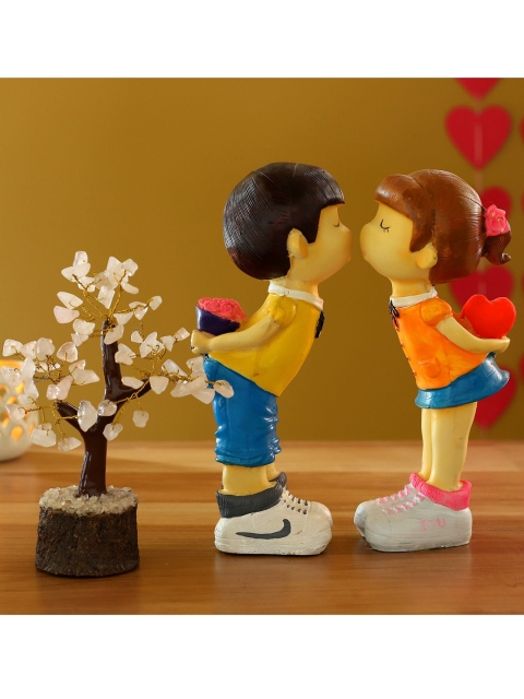 

Ferns N Petals Multicolour Set Of 2 Kissing Couple Figurine & Wish Tree Showpieces, Multi