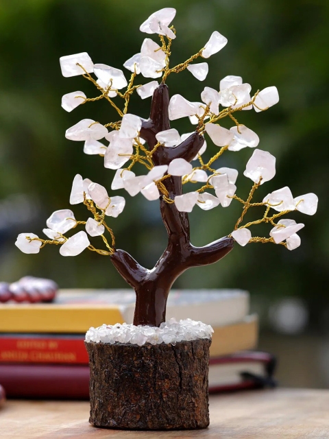 

Ferns N Petals White & Brown Quartz Wish Tree Showpiece