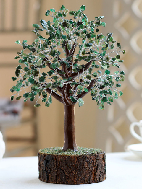 

Ferns N Petals Green & Brown Aventurine Gemstone Wooden Wishing Tree