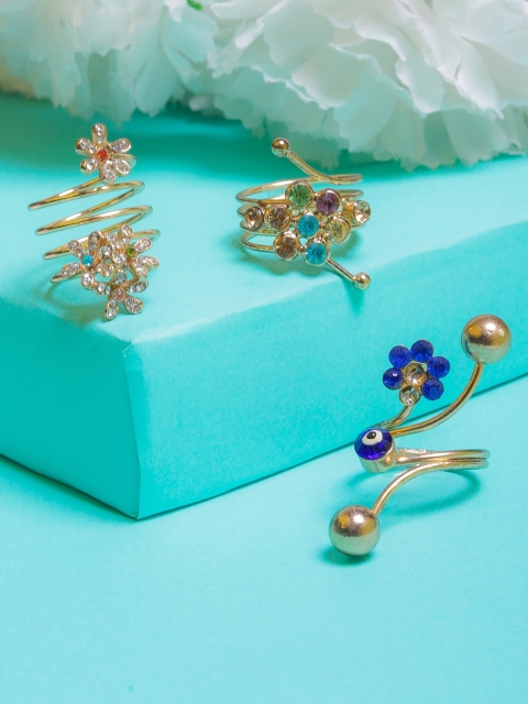 

DIVA WALK Set Of 3 Gold-Plated Finger Rings