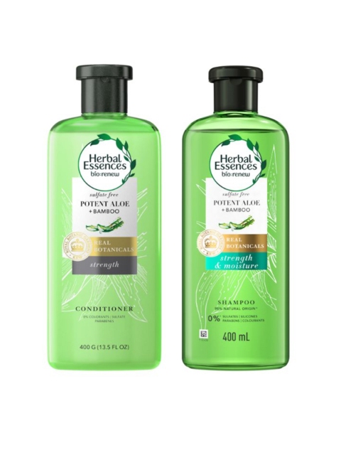 

Herbal Essences Real Botanicals Potent Aloe & Bamboo Shampoo 400 ml & Conditioner 400 gm, Green