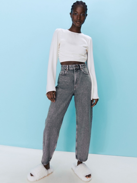 

H&M Women Grey Loose Straight Regular Jeans