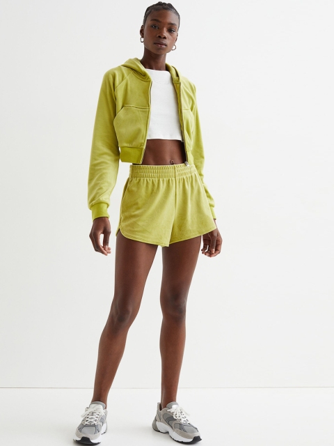 

H&M Women Lime Green Velour Shorts