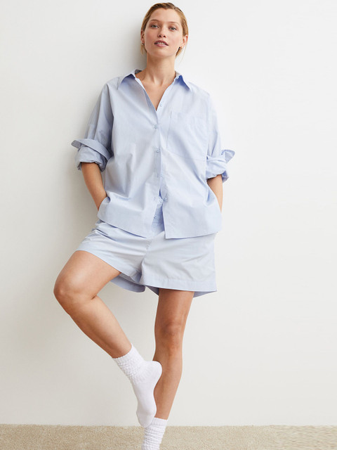 

H&M Women Blue Poplin Shorts