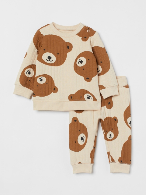 

H&M Boys Beige & Brown 2 Piece Quilted Clothing Set