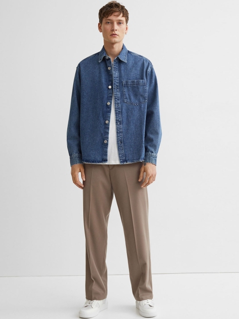

H&M Men Beige Relaxed Fit Crease-leg trousers